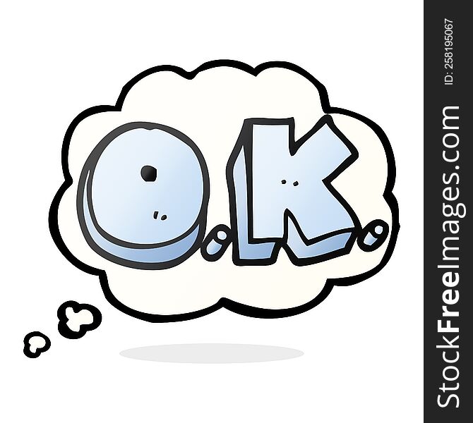 freehand drawn thought bubble cartoon word OK