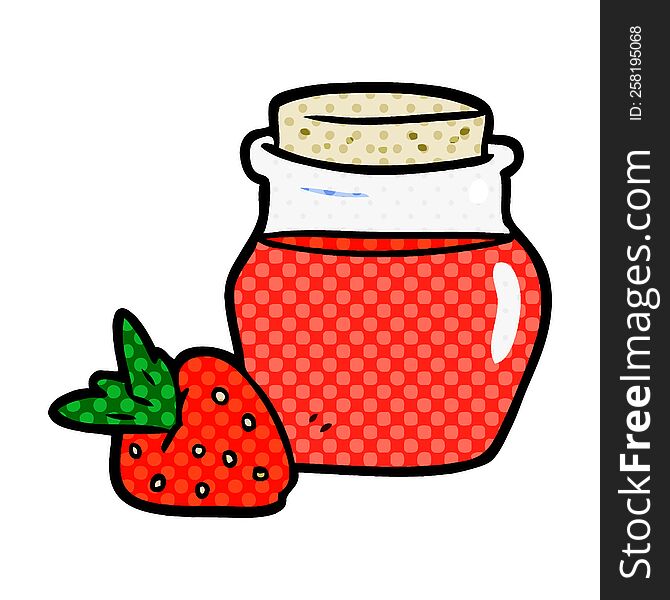cartoon jar of strawberry jam. cartoon jar of strawberry jam