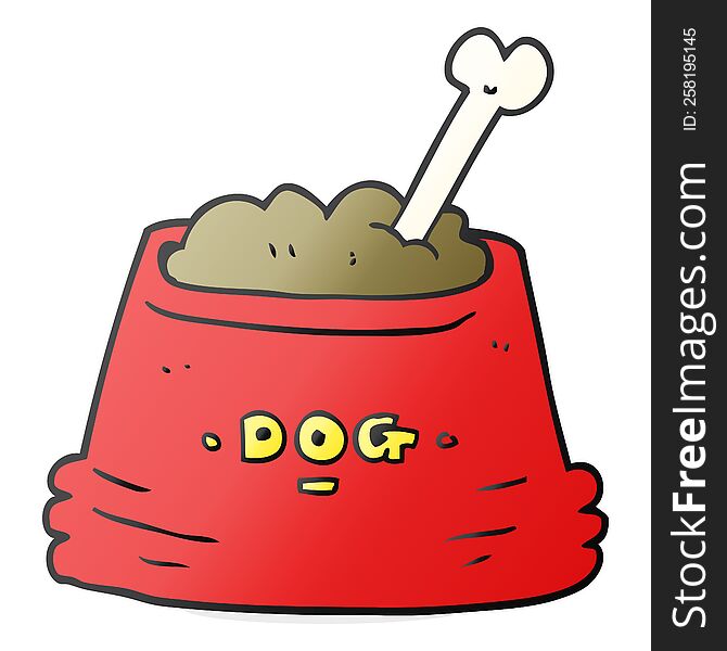freehand drawn cartoon dog food bowl