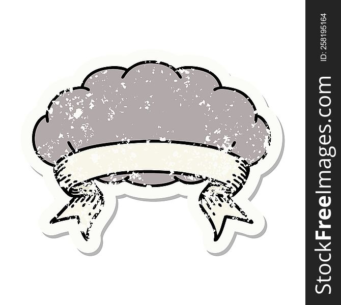 grunge sticker with banner of a cloud a grey cloud