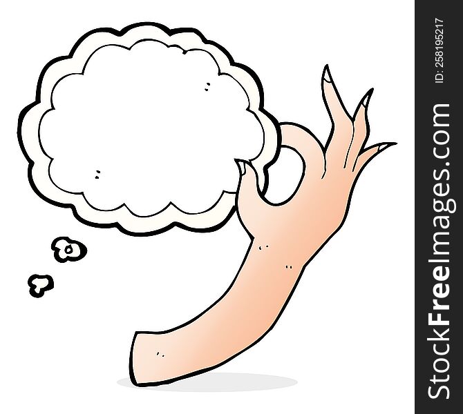 Cartoon Hand Symbol With Thought Bubble