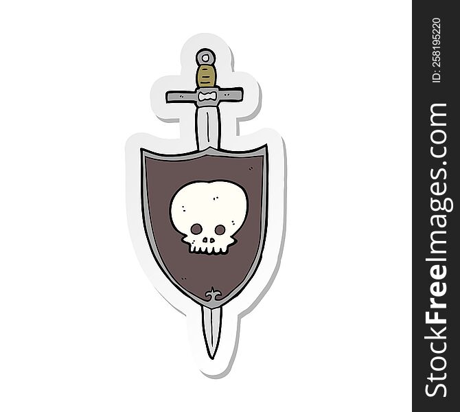 sticker of a cartoon sword and shield
