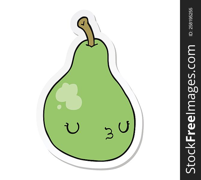 Sticker Of A Cartoon Pear