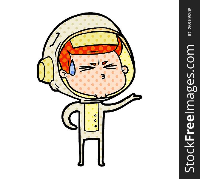 cartoon stressed astronaut. cartoon stressed astronaut