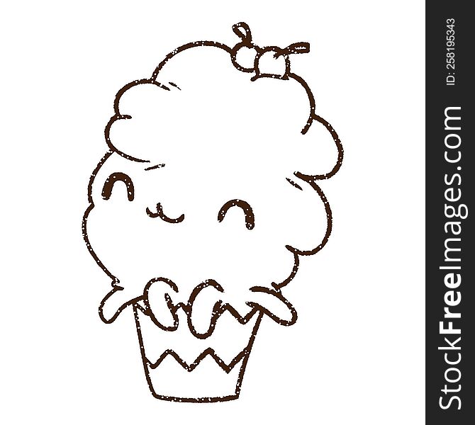 Cute Cupcake Charcoal Drawing