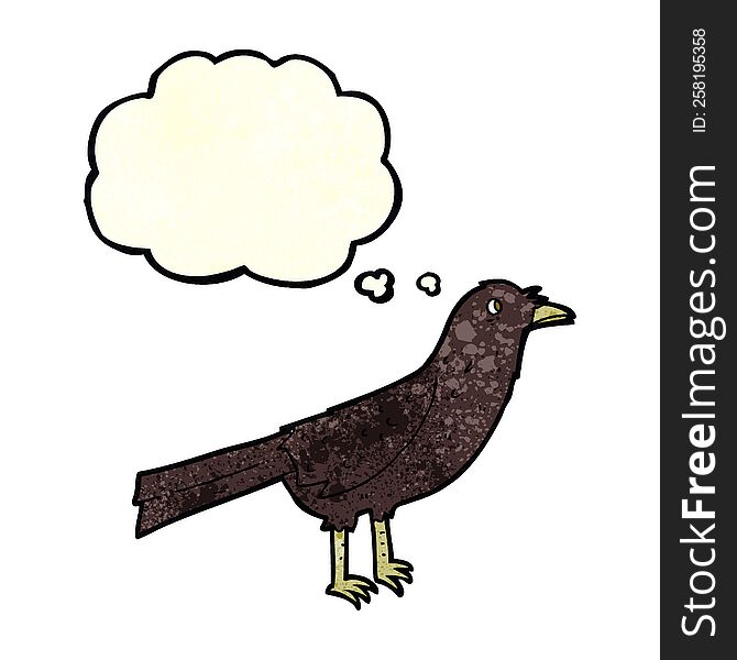 cartoon crow with thought bubble