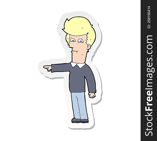 sticker of a cartoon man pointing