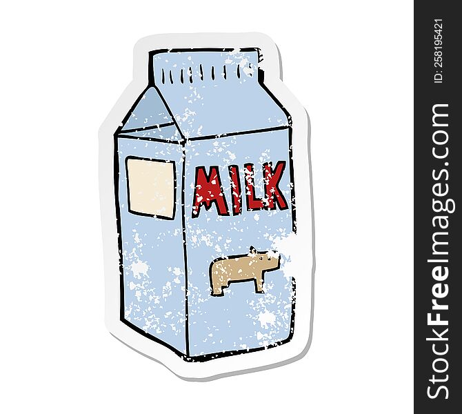 Distressed Sticker Of A Cartoon Milk Carton