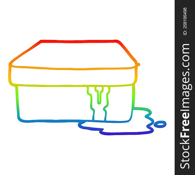 rainbow gradient line drawing of a cartoon box with slime