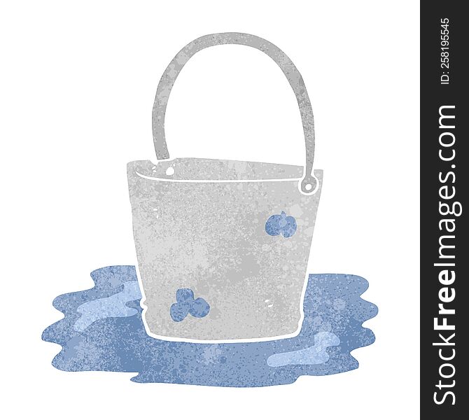 freehand retro cartoon water bucket