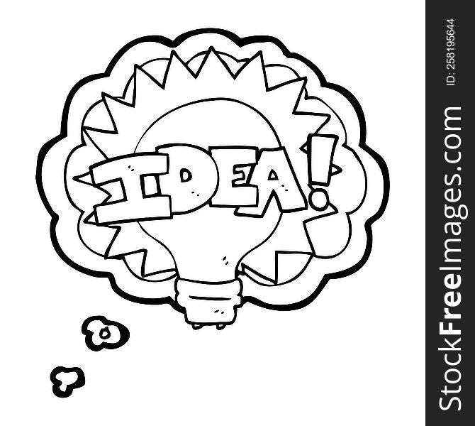 freehand drawn thought bubble cartoon idea light bulb symbol