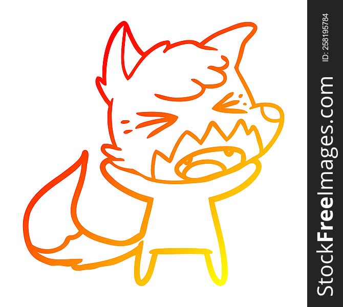 Warm Gradient Line Drawing Angry Cartoon Fox