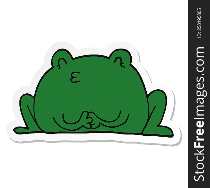 Sticker Of A Cute Cartoon Frog
