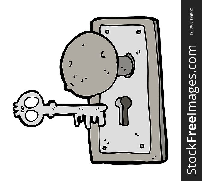 cartoon spooky old door knob