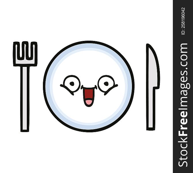 cute cartoon of a dinner plate. cute cartoon of a dinner plate