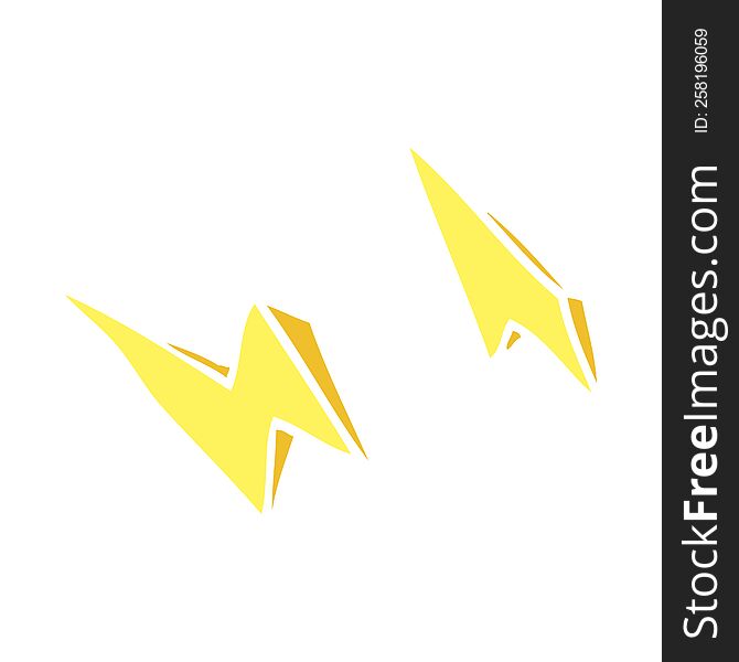 flat color illustration of lightning bolt doodles. flat color illustration of lightning bolt doodles