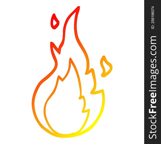 Warm Gradient Line Drawing Cartoon Flame Symbol