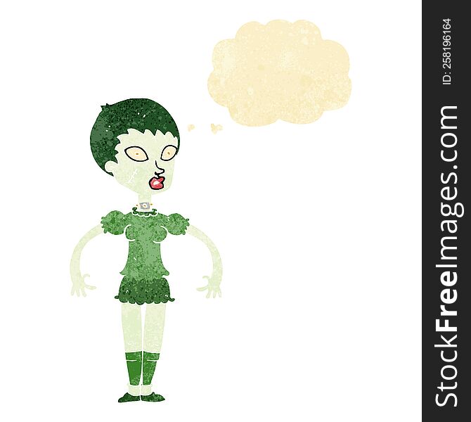 Cartoon Zombie Monster Woman With Thought Bubble