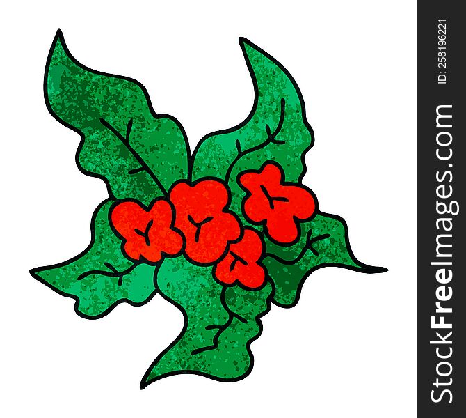 Quirky Hand Drawn Cartoon Christmas Flower