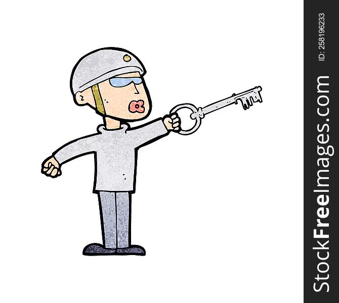 cartoon security guy with key