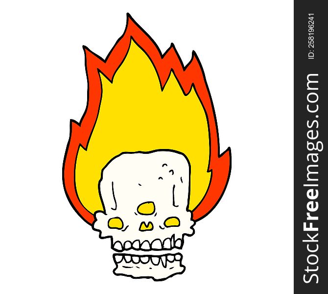 spooky cartoon flaming skull