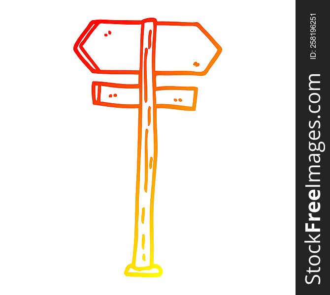 Warm Gradient Line Drawing Cartoon Painted Direction Sign Posts