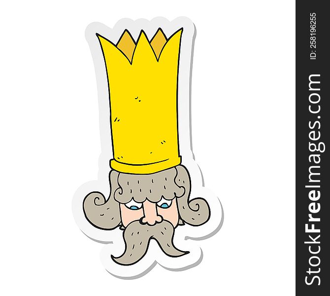 sticker of a cartoon king with huge crown