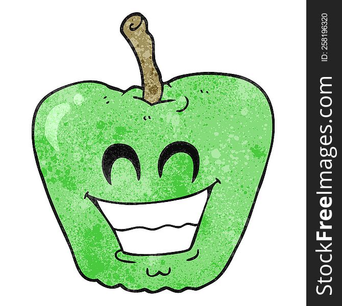 freehand textured cartoon grinning apple