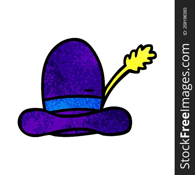 textured cartoon doodle of a farmers hat