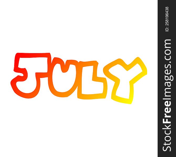 Warm Gradient Line Drawing Cartoon Month Of July