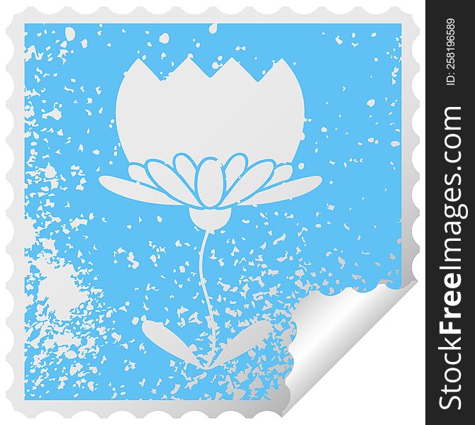 Distressed Square Peeling Sticker Symbol Flower
