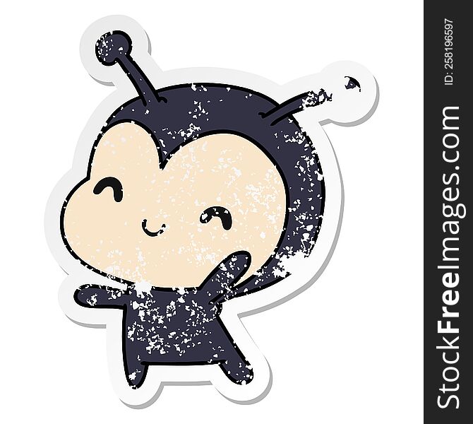 Distressed Sticker Cartoon Kawaii Of A Cute Lady Bug