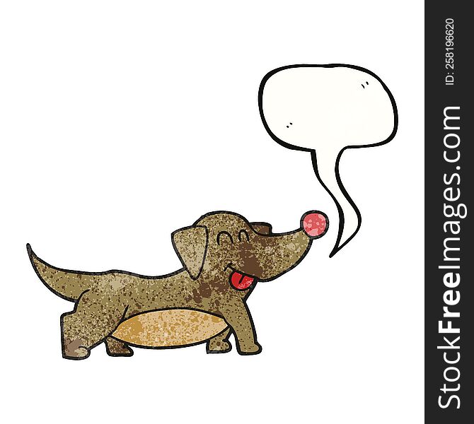 Speech Bubble Textured Cartoon Happy Little Dog