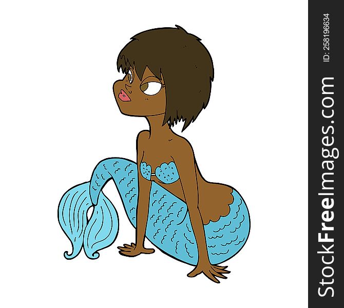 cartoon pretty mermaid