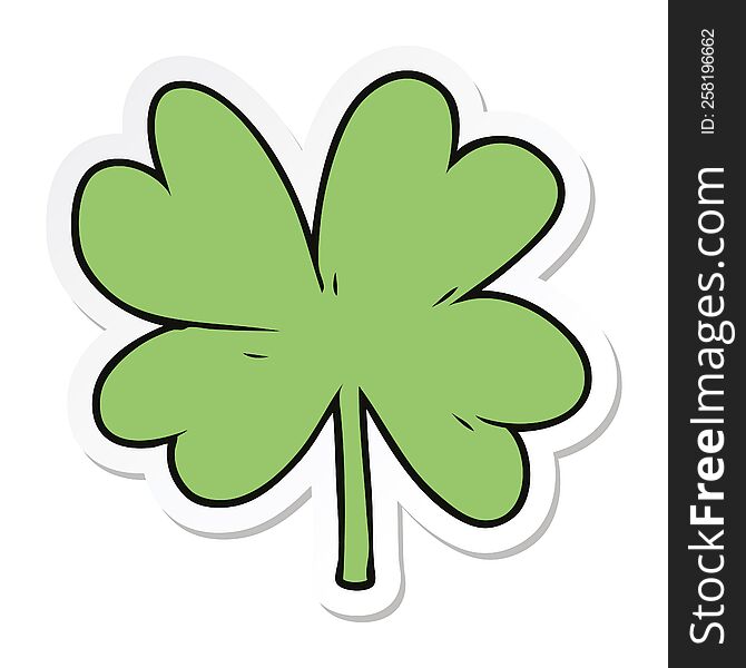sticker of a cartoon four leaf clover