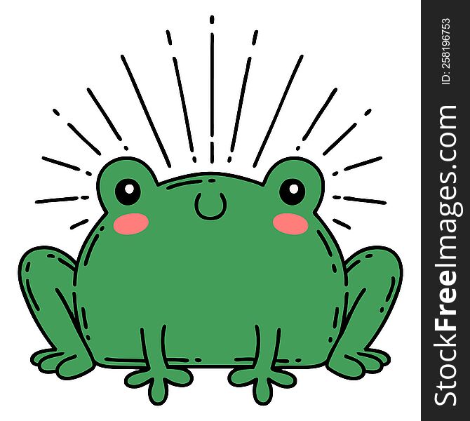 illustration of a traditional tattoo style happy frog