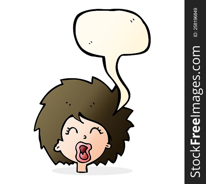 cartoon woman screaming with speech bubble