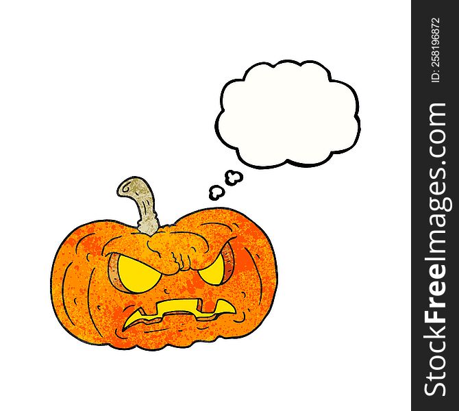 Thought Bubble Textured Cartoon Halloween Pumpkin