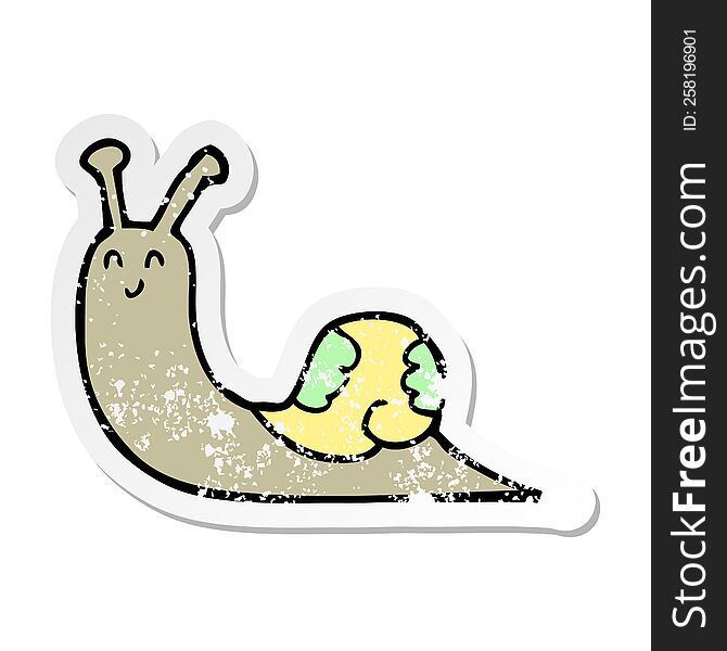 Distressed Sticker Of A Cute Cartoon Snail
