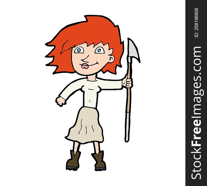 Cartoon Woman With Spear