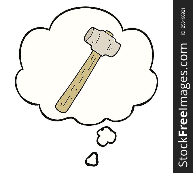 cartoon sledgehammer with thought bubble. cartoon sledgehammer with thought bubble