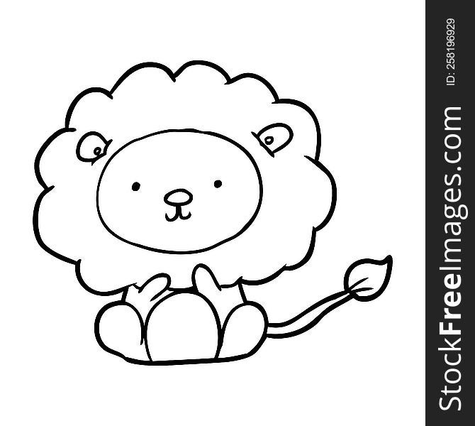 cute line drawing of a lion. cute line drawing of a lion