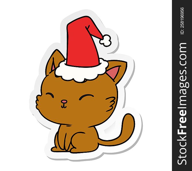 Christmas Sticker Cartoon Of Kawaii Cat