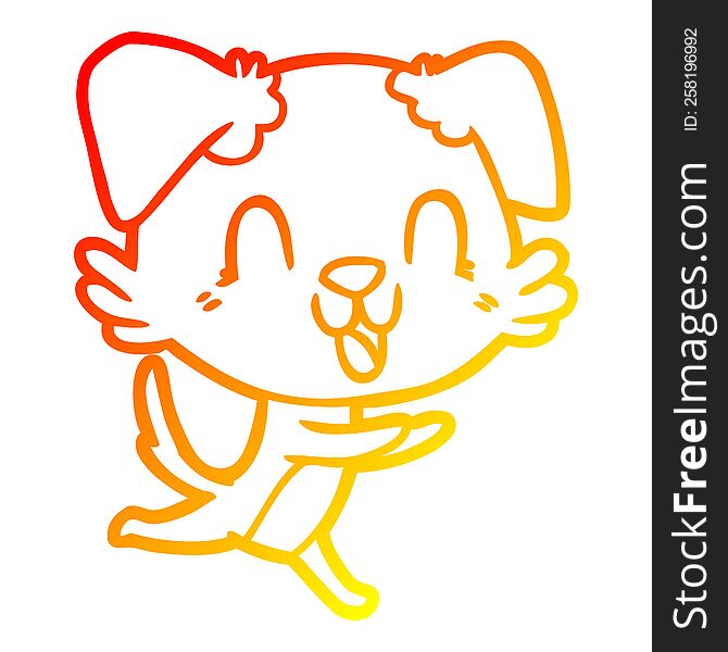 warm gradient line drawing of a laughing cartoon dog