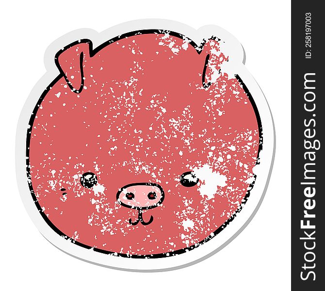 Distressed Sticker Of A Cartoon Pig