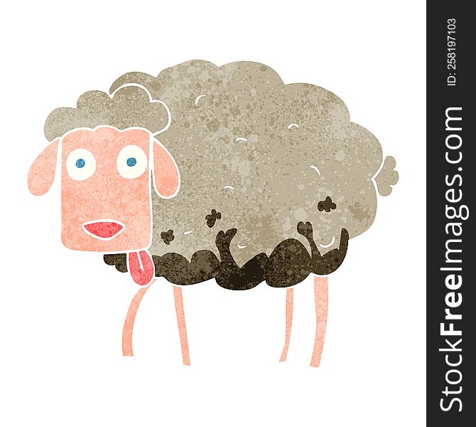 retro cartoon muddy sheep