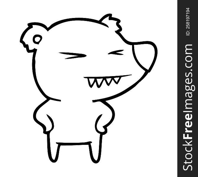 angry bear cartoon with hands on hips. angry bear cartoon with hands on hips