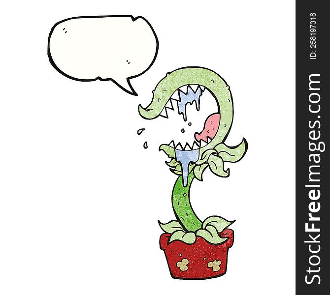 freehand speech bubble textured cartoon carnivorous plant