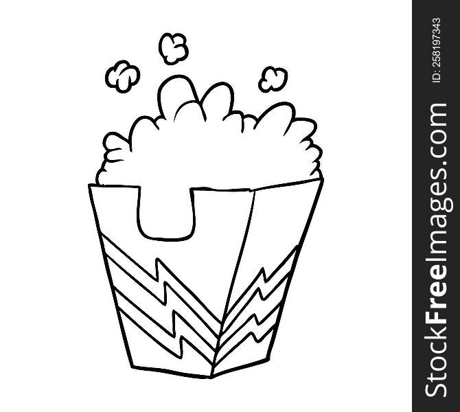 line drawing of a box of popcorn. line drawing of a box of popcorn