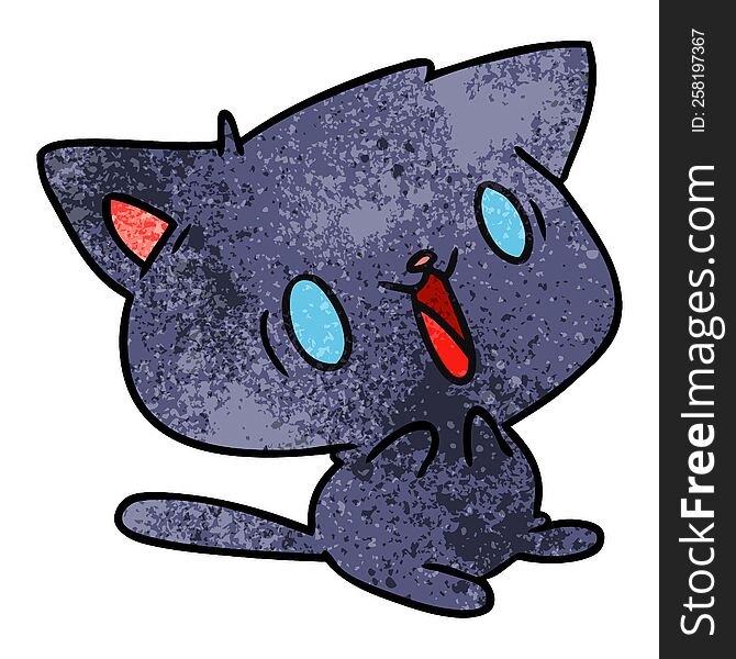 Textured Cartoon Of Cute Kawaii Cat